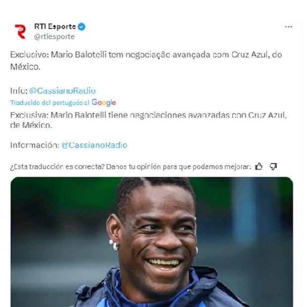 Un medio brasileño aseguró que Mario Balotelli estaría muy cerca de fichar con Cruz Azul. Foto: Especial