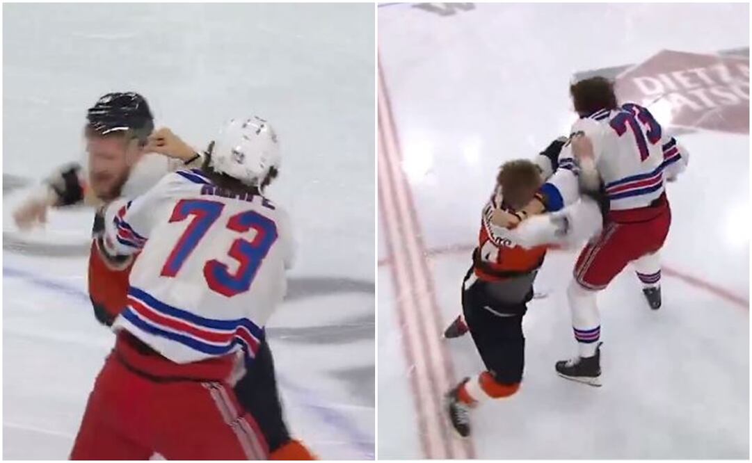 Una fuerte pelea en un partido de Hockey de la NHL - Foto: Especial