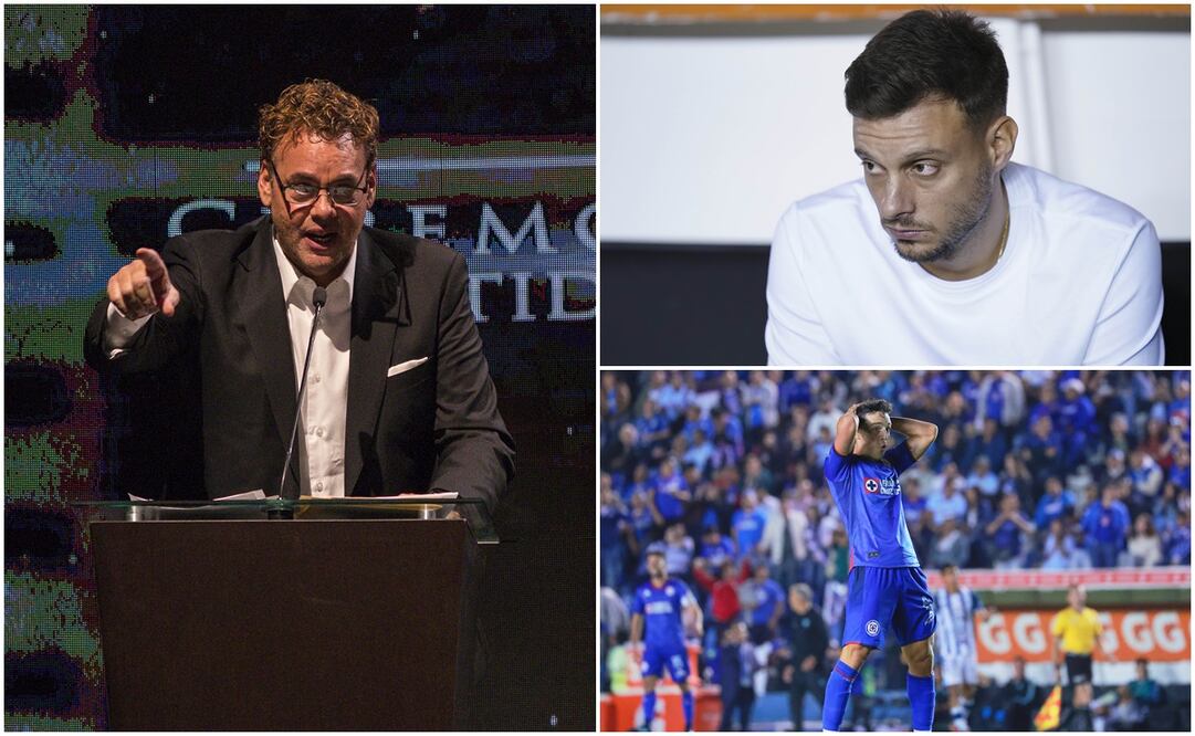 David Faitelson, Martín Anselmi y jugador de Cruz Azul ante Pachuca / FOTOS: Imago7
