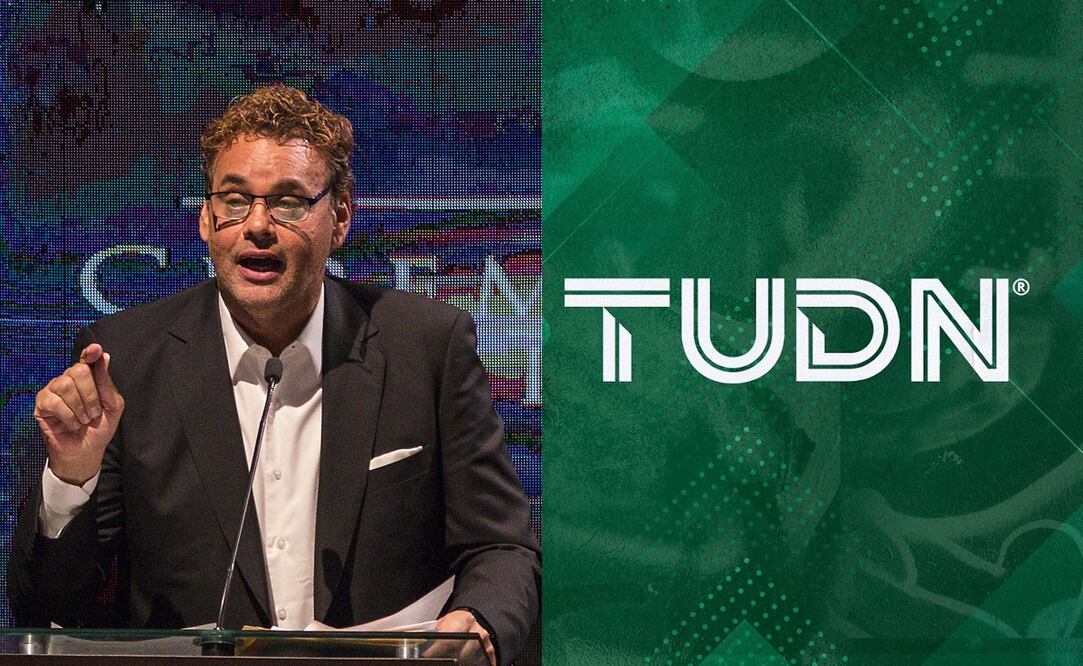 David Faitelson enojado y logo de TUDN / FOTOS: Imago7 y Especial