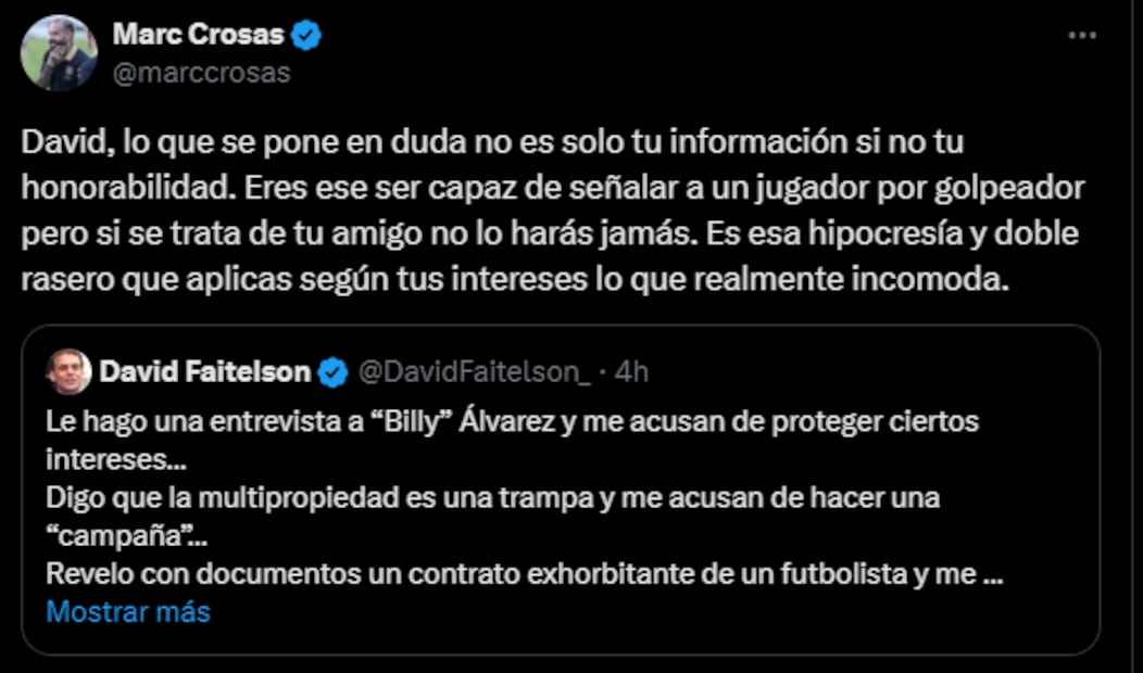 Marc Crosas llamó hipócrita a David Faitelson / Foto: Captura de pantalla