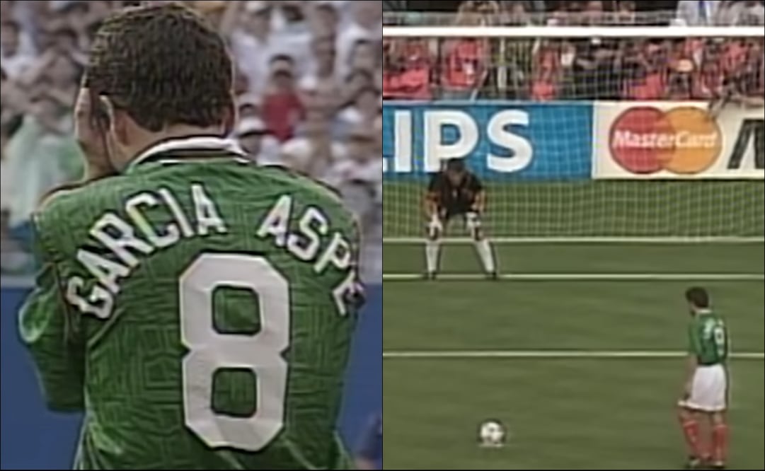 Alberto García Aspe se lleva las manos al rostro tras fallar su disparo en el partido ante Bulgaria durante el Mundial de Estados Unidos 1994. FOTO: Capturas