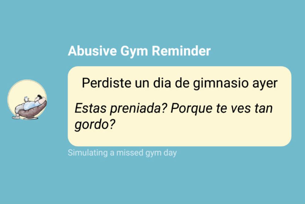 Foto: Captura de pantalla Abusive Gym Reminder