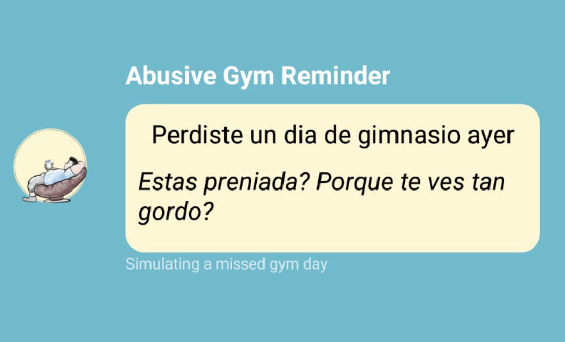 Foto: Captura de pantalla Abusive Gym Reminder