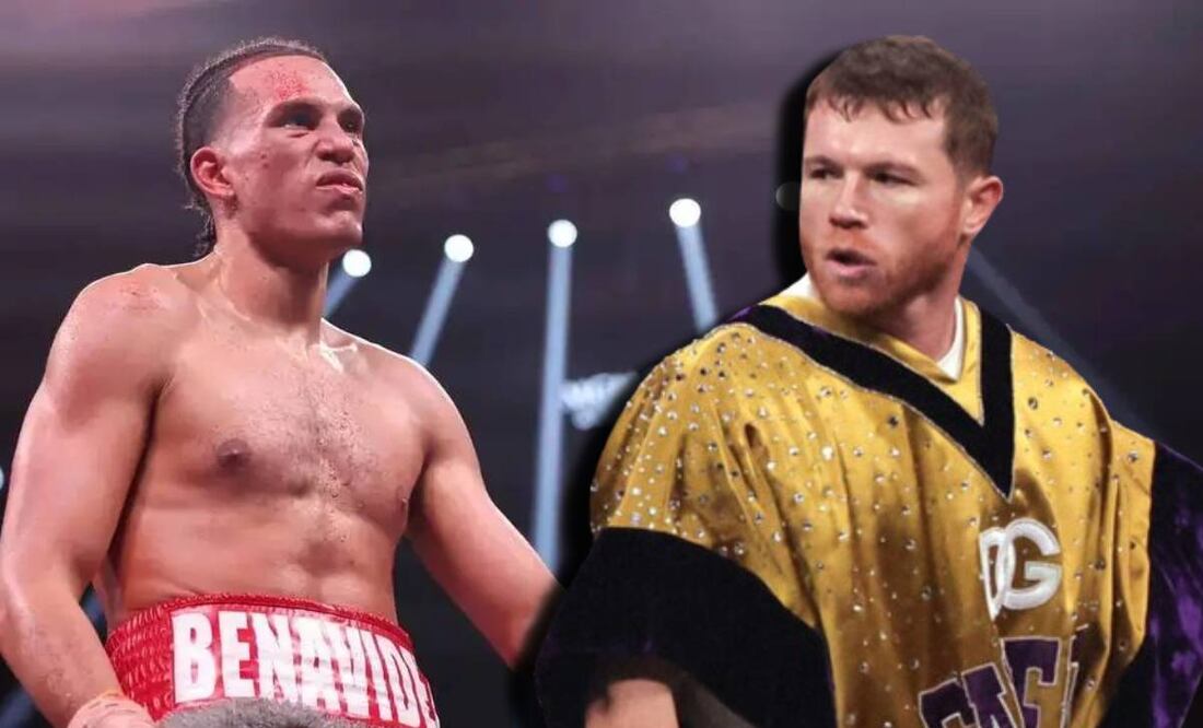David Benavidez y Saúl 'Canelo' Álvarez en una pelea de cada uno / FOTOS: AFP e Interna