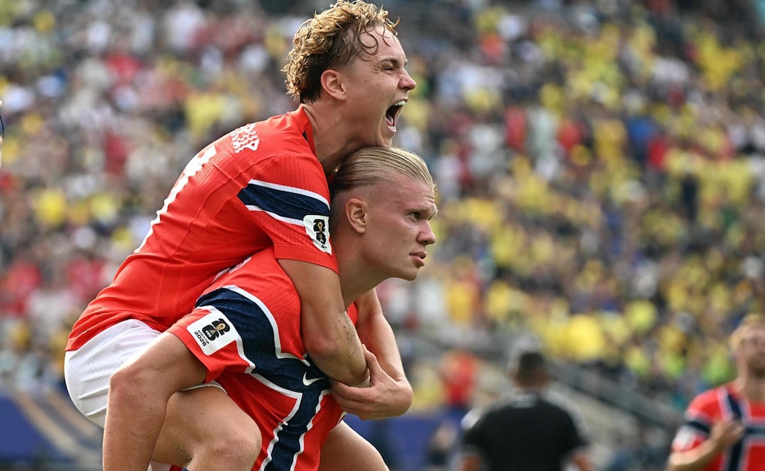 Erling Haaland en festejo de gol con la selección de Noruega, durante los Octavos de Final del Mundial de 2026 - Foto: AFP