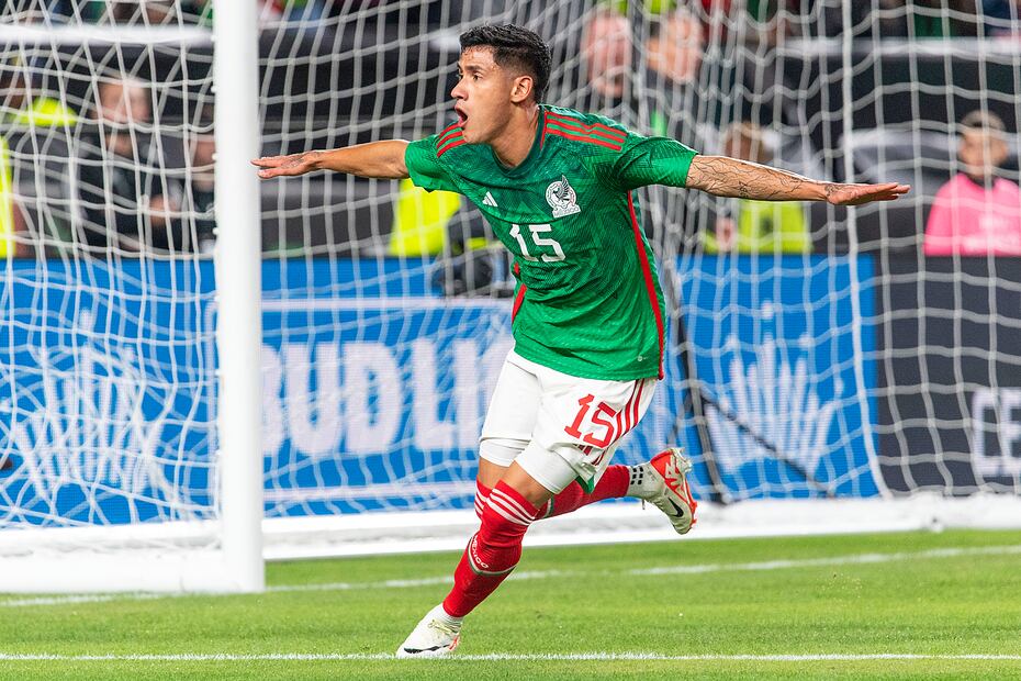 Uriel Antuna celebrando el gol que anotó durante el partido entre México y Alemania - Foto: Imago7