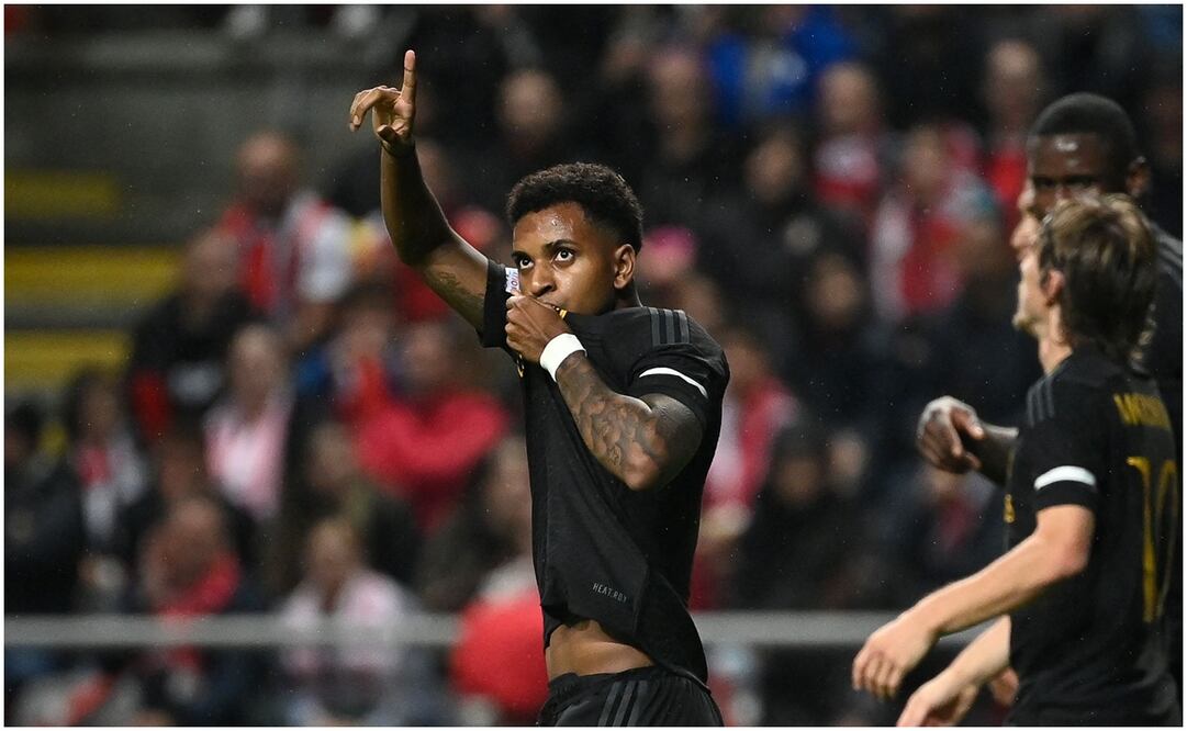 Rodrygo festejando su gol ante el Braga en Champions League / FOTO: AFP