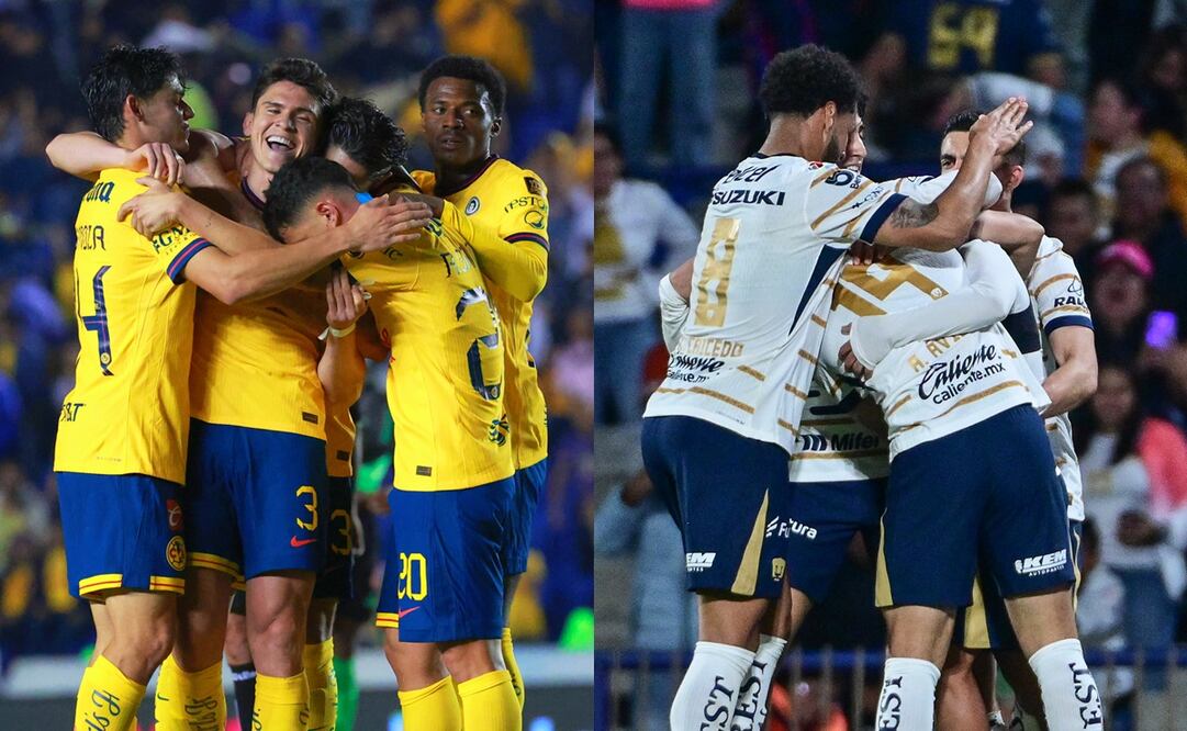 América y Pumas en festejo de gol, durante el Clausura 2025 - Fotos: Imago7