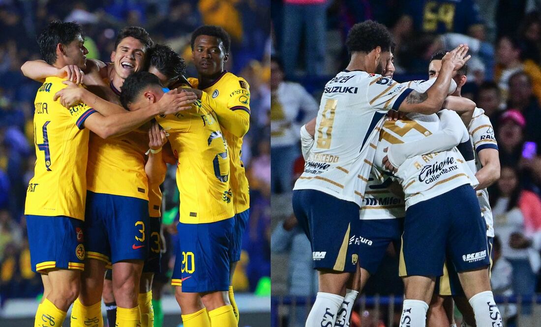 América y Pumas en festejo de gol, durante el Clausura 2025 - Fotos: Imago7