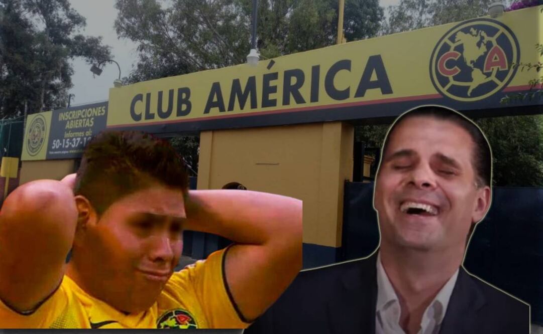 Christian Martinoli riendo, aficionado del América llorando y de fondo entrada a Coapa / FOTOS: Instagram @clubamerica y capturas