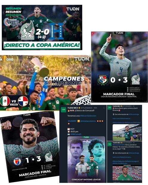 Carátulas y publicaciones de TUDN en victorias de Selección Mexicana