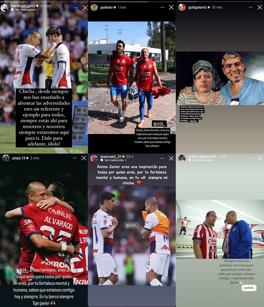 Los jugadores de Chivas mostraron su apoyo a Chicharito Hernández ante su nueva lesión. Foto: Especial