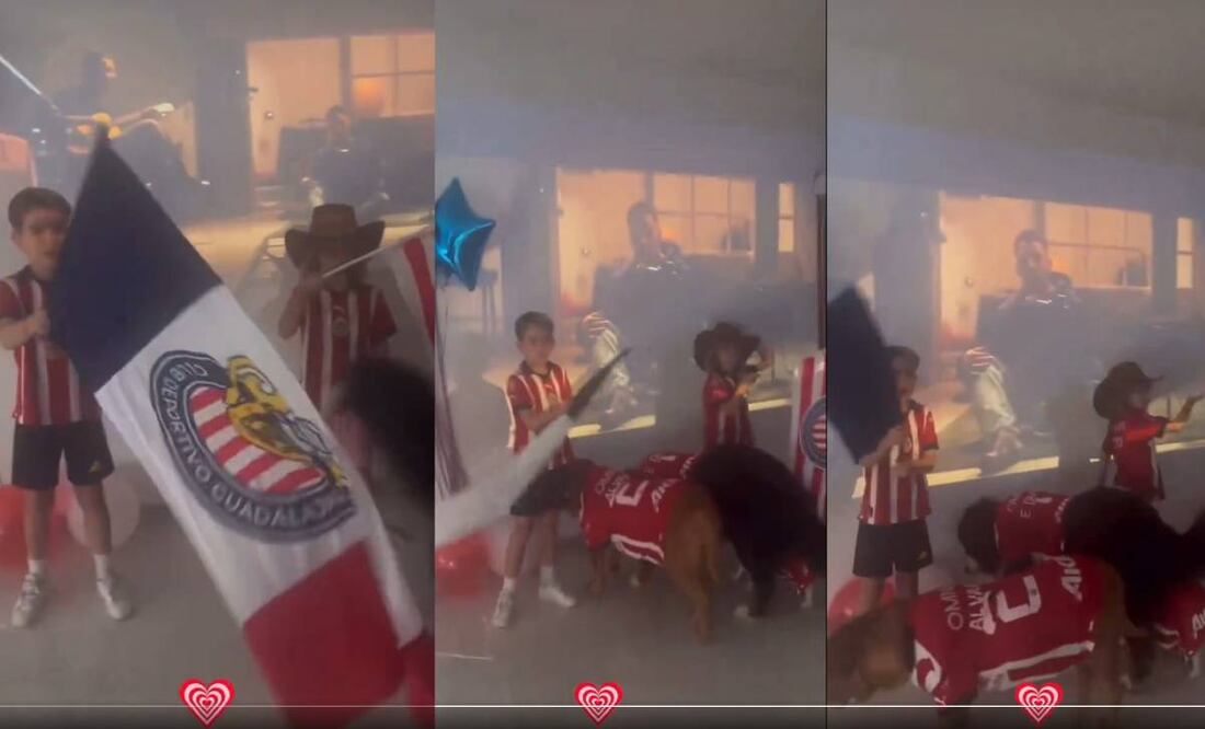 Los hijos de Fernando Gago motivaron a las Chivas hasta con sus mascotas. Foto: Especial