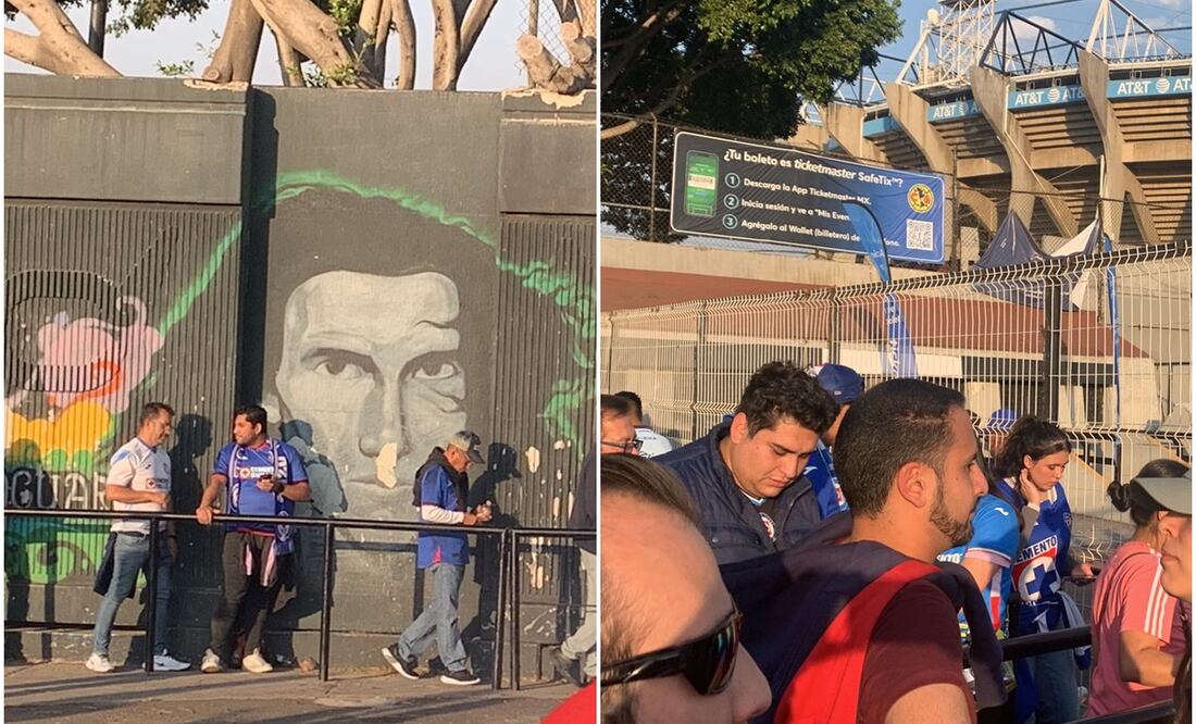 Largas filas en taquillas del Estadio Azteca previo al Cruz Azul vs. Chivas