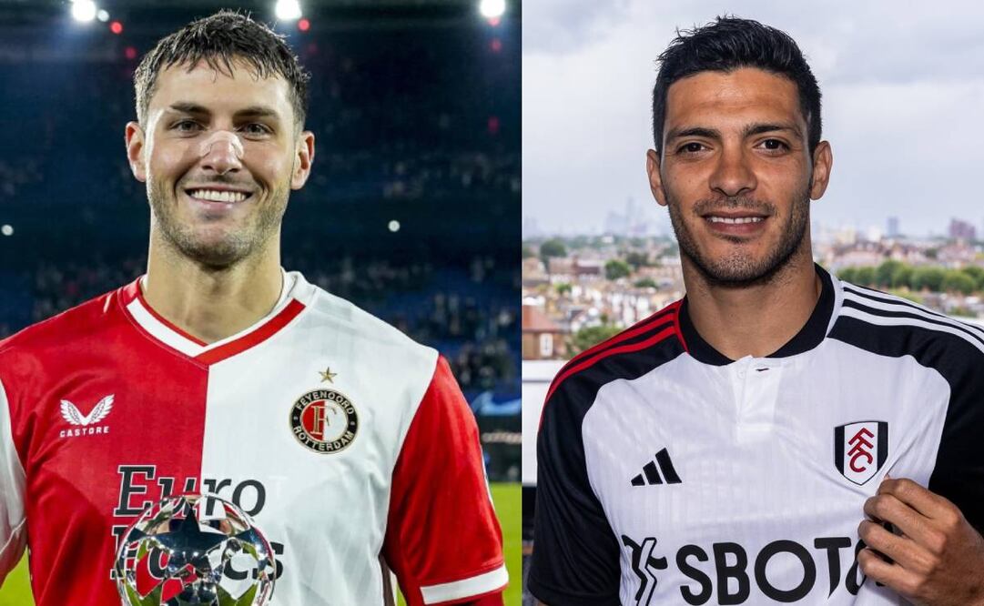 Santiago Giménez y Raúl Jiménez podrían jugar juntos en el Fulham de la Premier League. Fotos: Especial