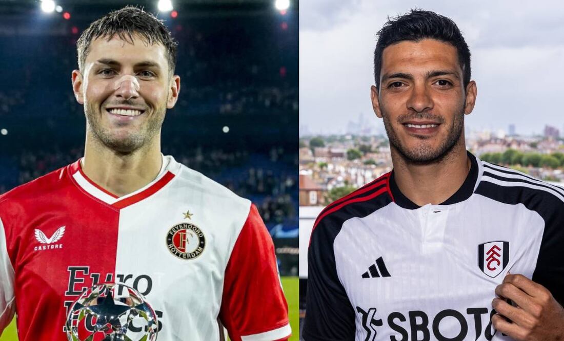 Santiago Giménez y Raúl Jiménez podrían jugar juntos en el Fulham de la Premier League. Fotos: Especial