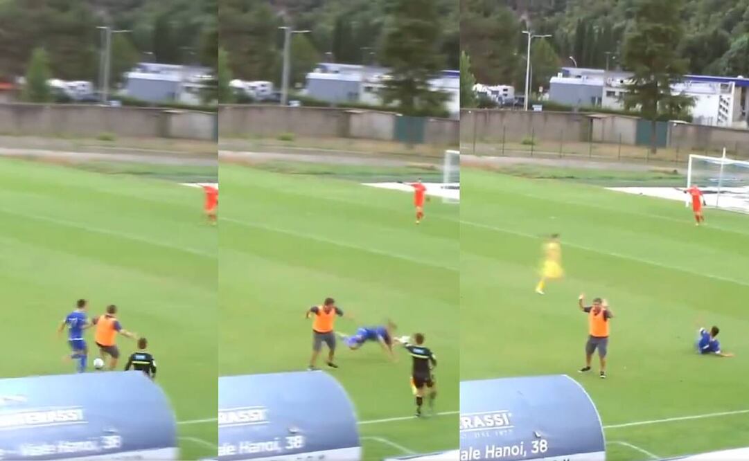 El en choque entre Pontassieve y Subbiano de la Sexta División de Italia, uno de los entrenadores cometió una falta para evitar un gol. Foto: Especial