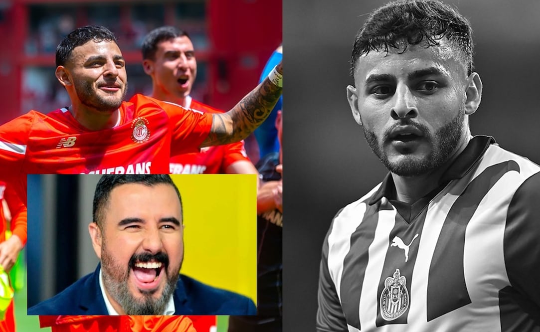 Alexis Vega con Toluca y con Chivas, y Álvaro Morales riendo / FOTOS: Imago7 y Captura