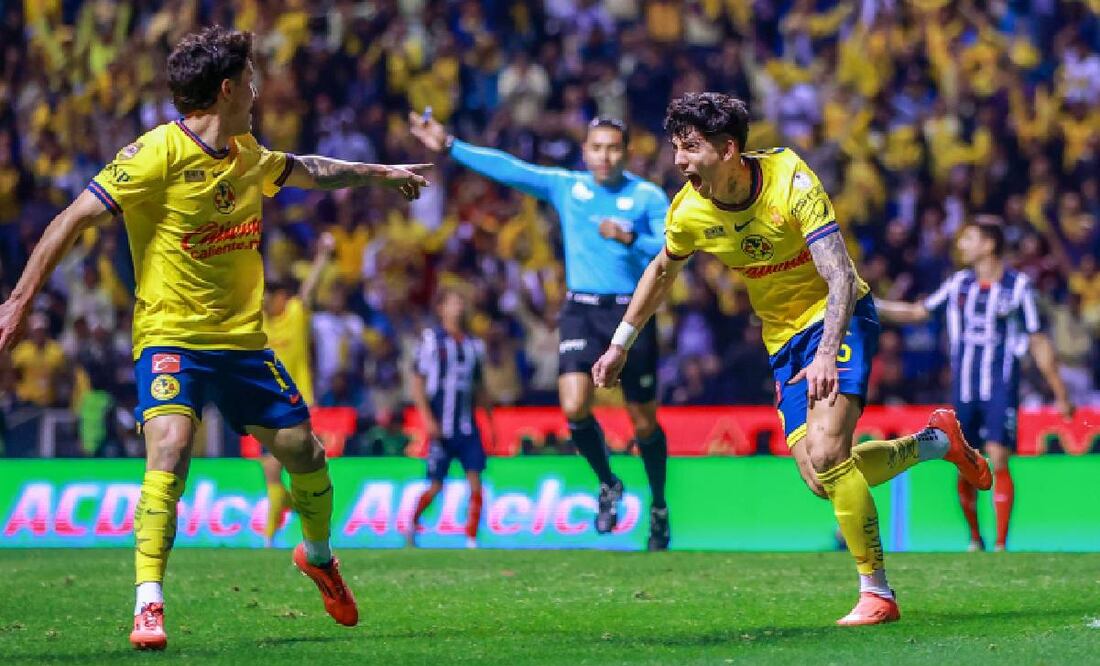 Kevin Álvarez celebra su anotación ante Rayados en la Ida de la Final. FOTO: Imago7