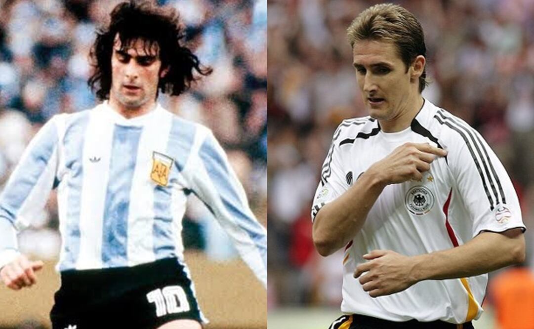 Mario Kempes y Miroslav Klose son dos de los cinco futbolistas anfitriones de la Copa del Mundo que conquistan el título de goleo | FOTO: Especial