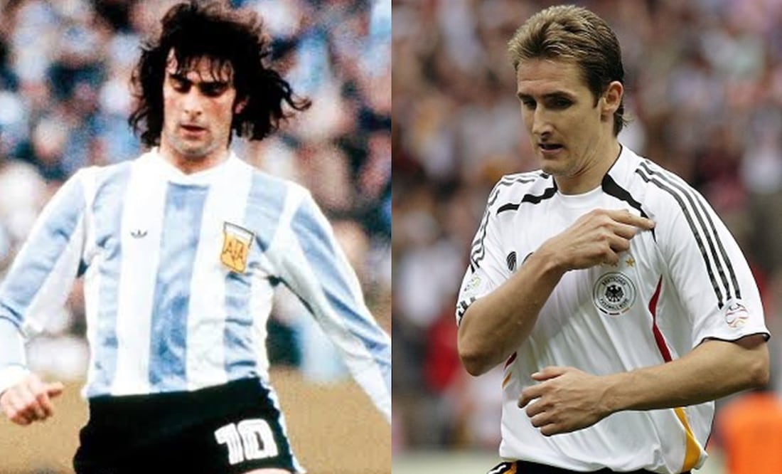 Mario Kempes y Miroslav Klose son dos de los cinco futbolistas anfitriones de la Copa del Mundo que conquistan el título de goleo | FOTO: Especial