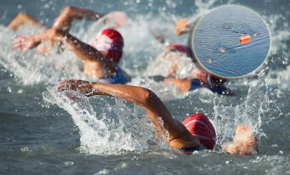 Un nadador desapareció en el agua casi para llegar a la meta. FOTO: Especial