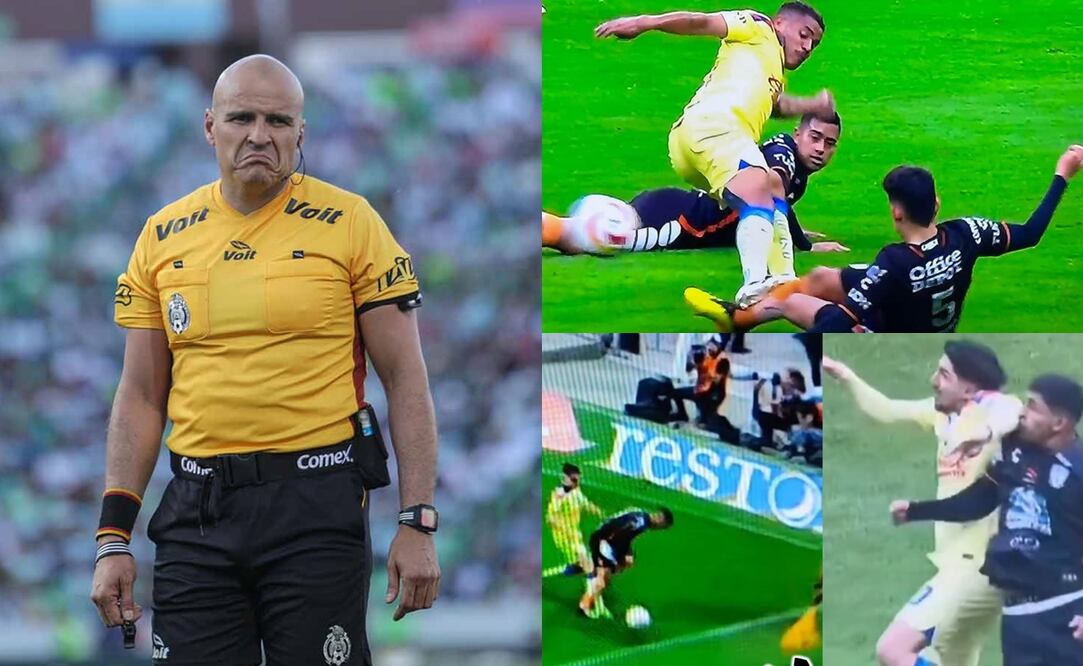 Francisco Chacón siendo árbitro en Liga MX y jugadas dudosas en favor de América ante Pachuca / FOTOS: Imago7 y Capturas