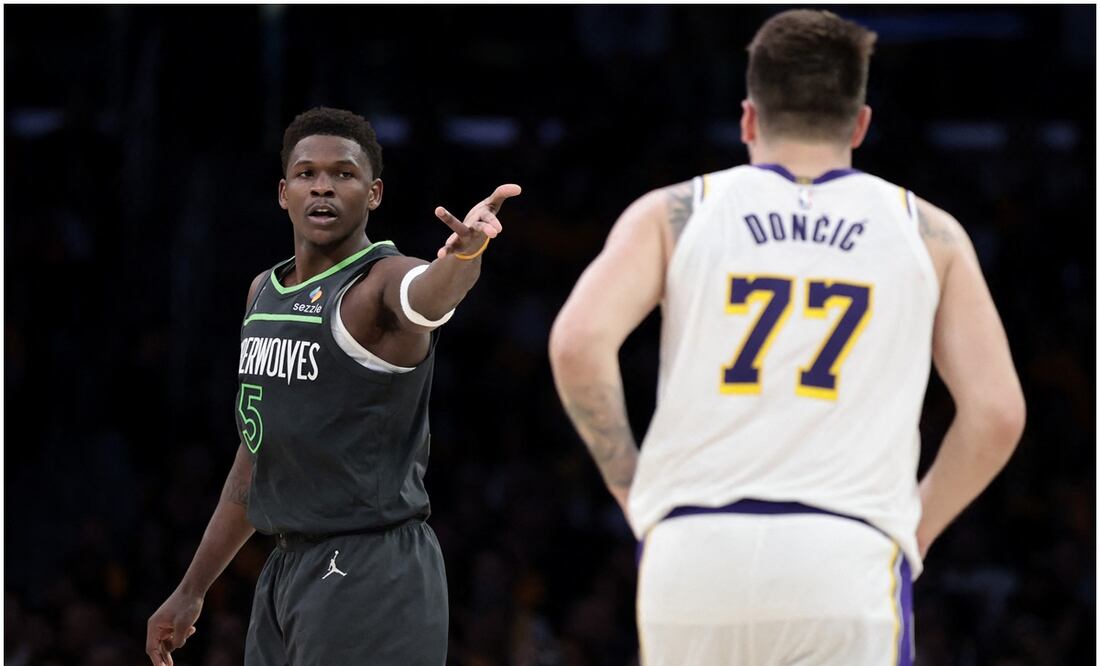 Anthony Edwards y Luka Doncic Foto: AFP