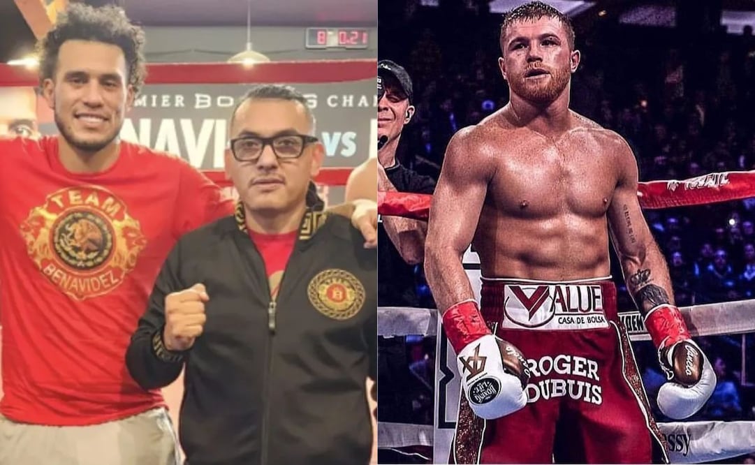 David Benavidez y su padre en su gimnasio y Saúl 'Canelo' Álvarez en una pelea / FOTOS: Instagram @caneloteam y @benavidez300