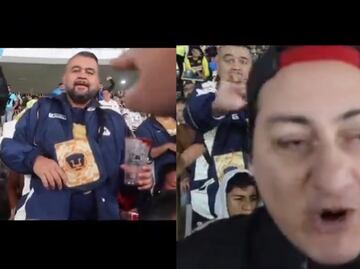 ¡Violencia en CU! Aficionado de América exhibe a fanático de Pumas por agredirlo