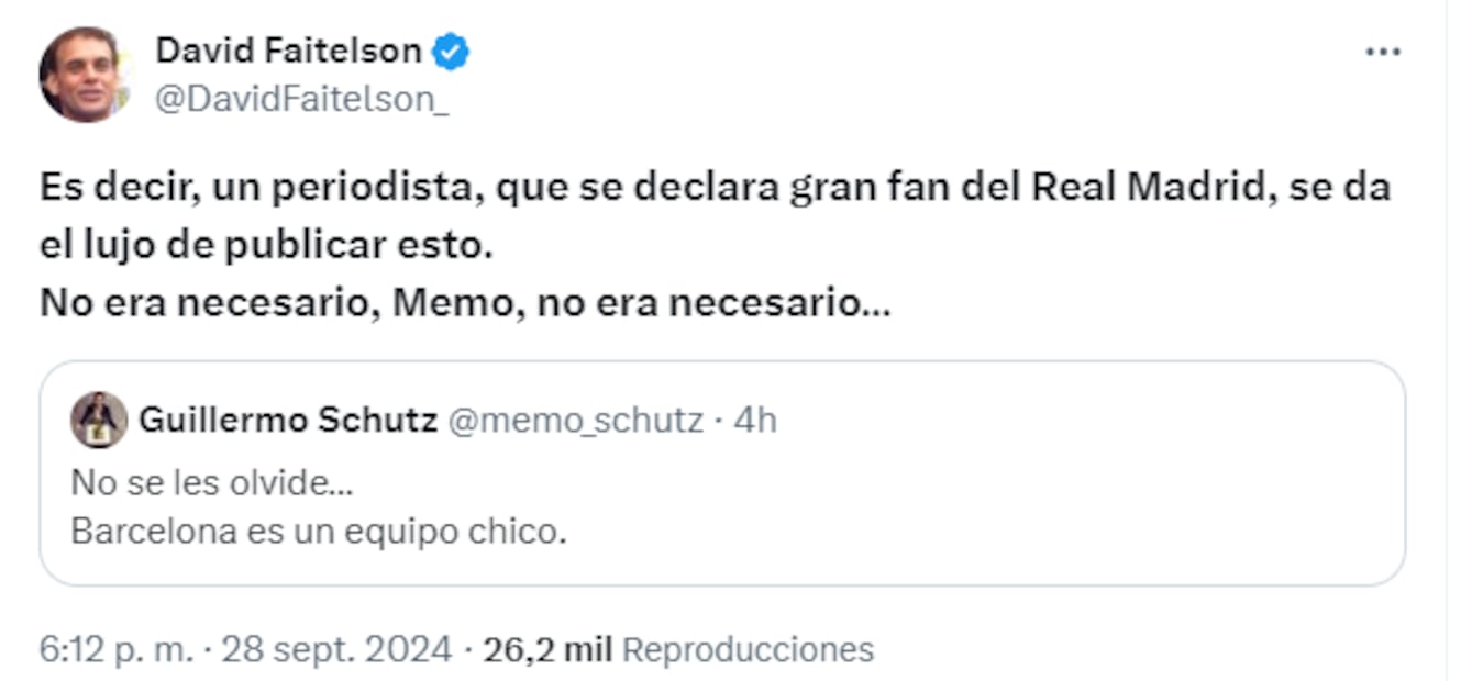 A Faitelson no le gustó nada un comentario de Memo Schutz contra el Barcelona. Foto: Especial