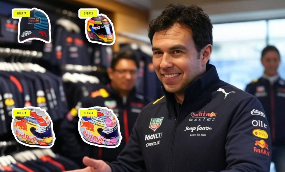 Checo Pérez remata productos oficiales de Red Bull a través de su tienda. FOTO: Especial