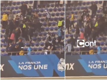 Brutal campal en las gradas del Estadio Cuauhtémoc en el Puebla vs Pachuca