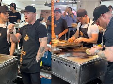 Canelo Álvarez se quita los guantes de boxeo para "ser" taquero y atender a muchos fanáticos