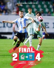 México volvió a perder contra Argentina; cayó en amistoso sub 23