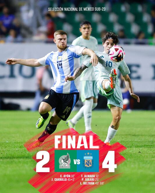 La Selección Mexicana cayó ante Argentina
