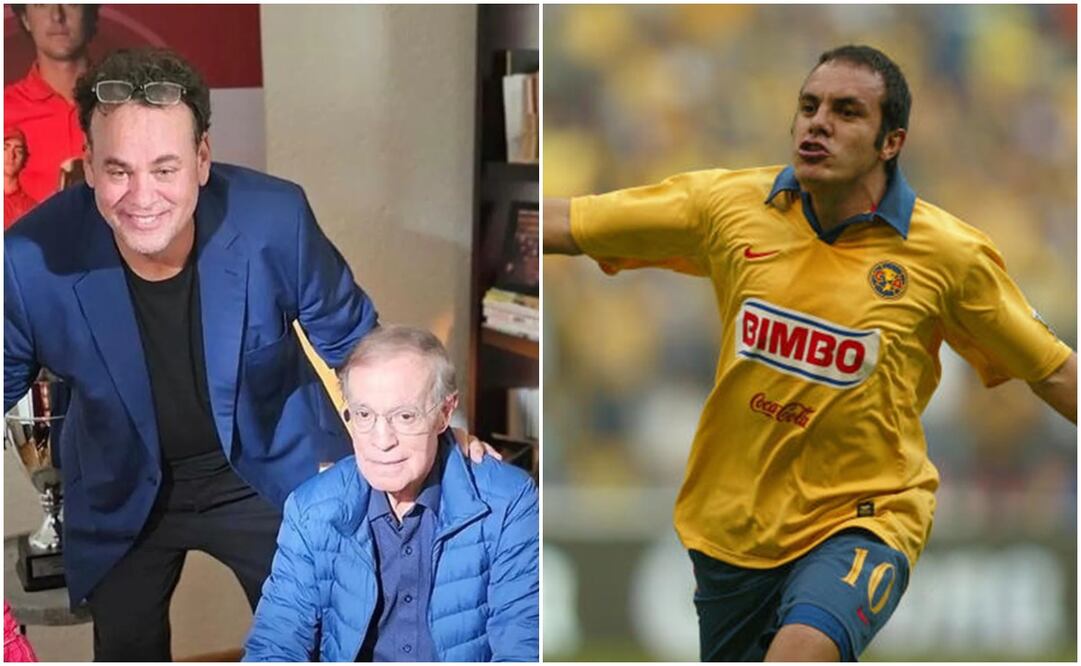 David Faitelson y José Ramón Fernández / Cuauhtémoc Blanco festejando un gol / FOTOS: Captura y Especial
