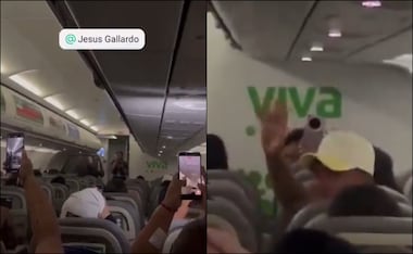 Jesús Gallardo fue ovacionado dentro de la aeronave. FOTO: Capturas