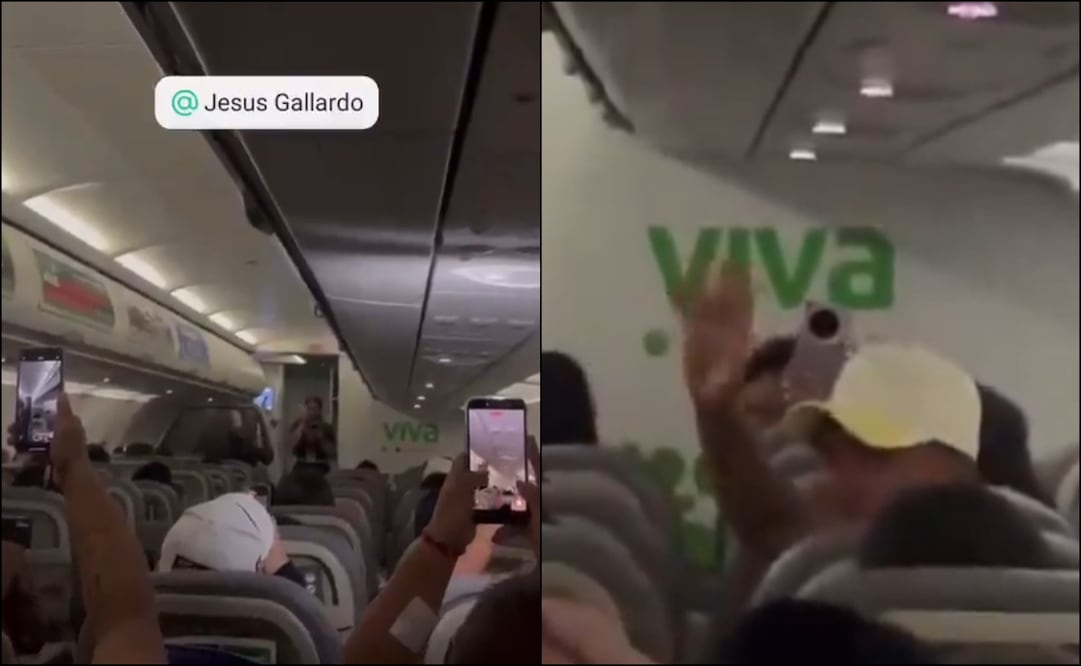 Jesús Gallardo fue ovacionado dentro de la aeronave. FOTO: Capturas