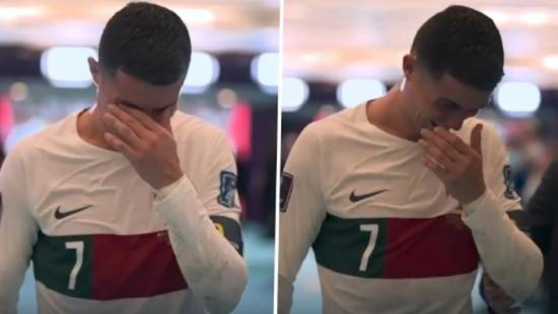 Cristiano Ronaldo salió llorando tras la eliminación de Portugal en Qatar 2022. Foto: Especial