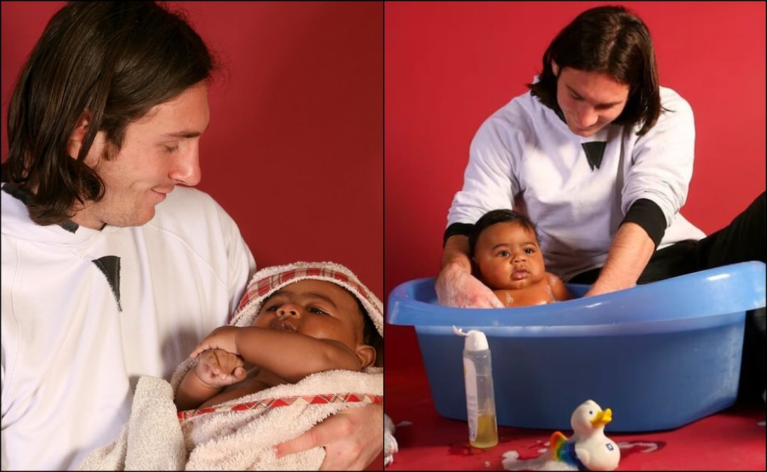 Hace 19 años, Messi bañó a Lamine Yamal; este fin de semana se enfrentan en la Final de la Copa del Mundo. FOTOS: Unicef