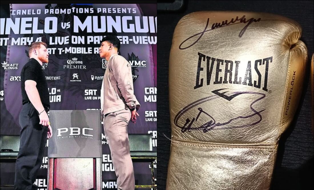 Este es uno de los guantes firmados por Canelo y Munguía. FOTO: Especial