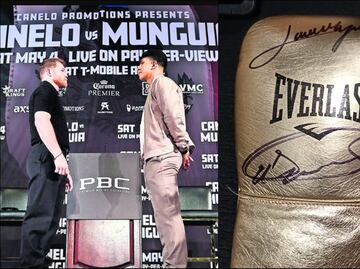 ¡Por las nubes! El descomunal precio que tiene un guante autografiado por el Canelo y Jaime Munguía