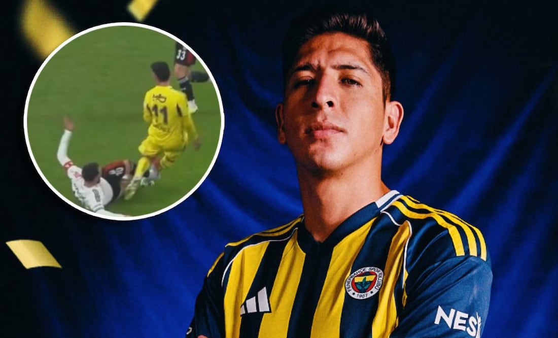 Edson Álvarez recibió una dura entrada en el duelo entre el Besiktas y el Fenerbahçe. FOTO: Especial
