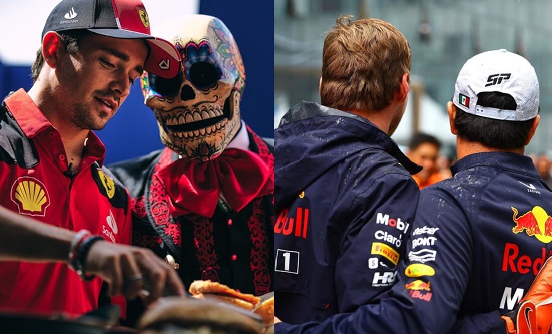 Charles Leclerc, Max Verstappen y Checo Pérez - Foto: Especial