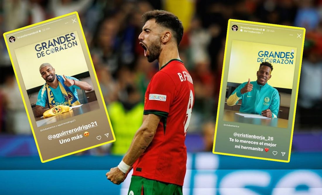 Bruno Fernandes felicitó a Rodrigo Aguirre y Cristian Borja por fichar con el América. Foto: Especial