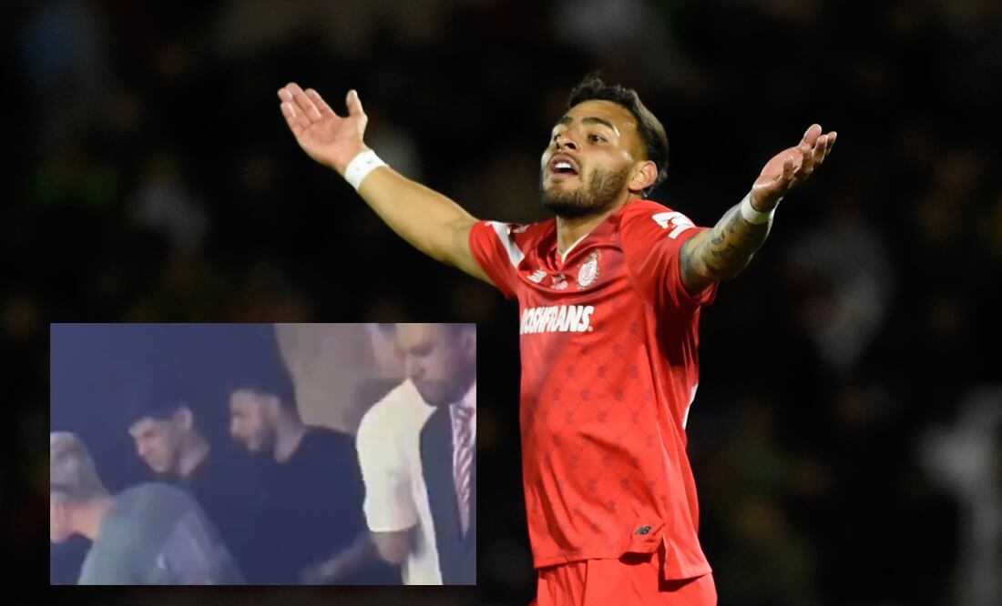 Alexis Vega reclamando con Toluca y foto de él en una fiesta / FOTO: Imago7 y Captura