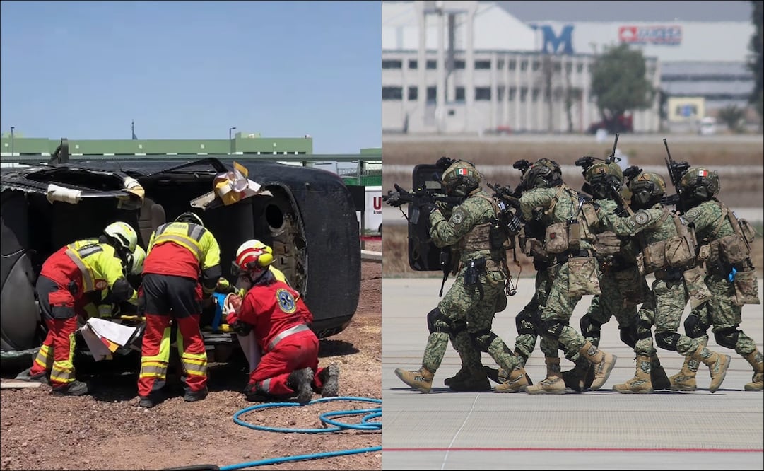 Integrantes del Ejercito Mexicano realizaron ejercicios en las instalaciones del Campo Militar 37-A, en San Juan Teotihuacán, rumbo al Mundial. FOTO: EFE