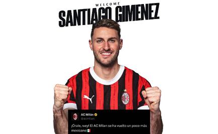 Santi Giménez fue anunciado de manera oficial en redes sociales como nuevo jugador del AC Milan